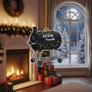 Personalized Smoker BBQ Christmas Ornament, Custom Grill Ornament with Name, Backyard Barbecue Holiday Decor, Gift for BBQ Lovers, Keepsake
