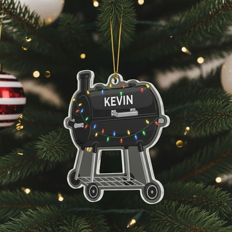 Personalized Smoker BBQ Christmas Ornament, Custom Grill Ornament with Name, Backyard Barbecue Holiday Decor, Gift for BBQ Lovers, Keepsake