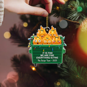 Personalized Dumpster Fire Acrylic Ornament, Best Team Ever Keepsake, Funny Dumpster Fire Team Ornament, Funny Gift for Coworkers
