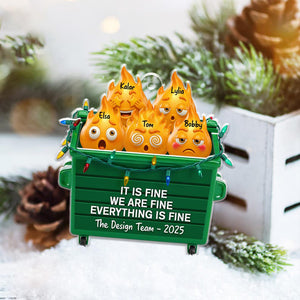 Personalized Dumpster Fire Acrylic Ornament, Best Team Ever Keepsake, Funny Dumpster Fire Team Ornament, Funny Gift for Coworkers