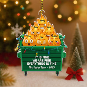 Personalized Dumpster Fire Acrylic Ornament, Best Team Ever Keepsake, Funny Dumpster Fire Team Ornament, Funny Gift for Coworkers