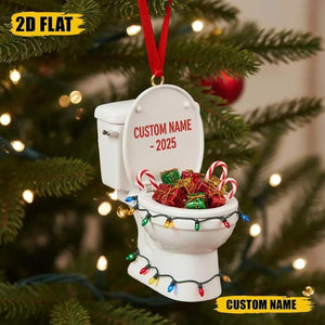 Personalized Toilet Ornament 2025 ,Custom Name Christmas Gift ,Funny Bathroom Humor Ornament ,Unique Xmas Tree Decoration