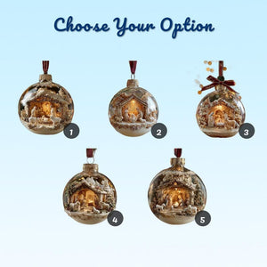 Nativity Scene 2D FLAT ORNAMENT, Holy Family Christmas Decor, Blessed Manger Glass Ball Ornament Gift