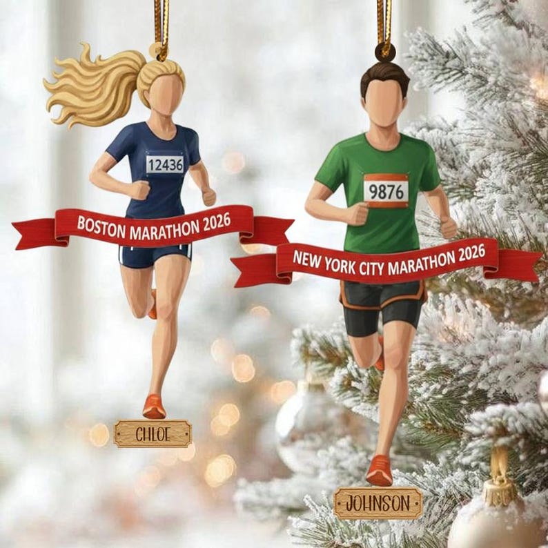 Custom Running Ornament, Acrylic Runner Gift, Marathon Runner Christmas Keepsake, Personalized Track Gift