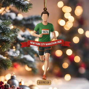 Custom Running Ornament, Acrylic Runner Gift, Marathon Runner Christmas Keepsake, Personalized Track Gift