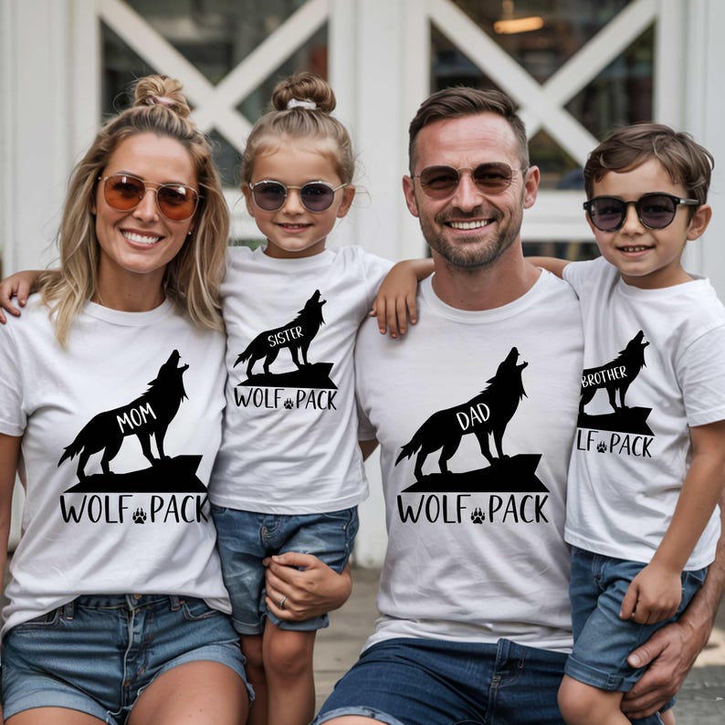 Personalized Wolf Pack Shirts: Family Matching T-shirts
