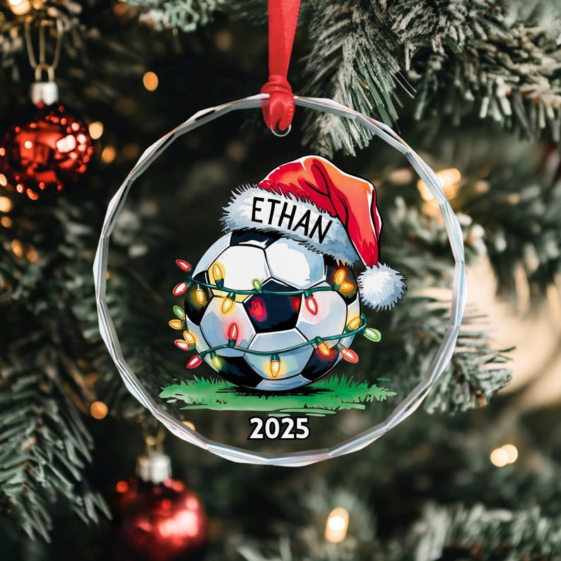 Personalized Sports Ornament 2025, Custom Name Football Baseball Basketball Soccer Golf Christmas Gift, Sports Fan Gift, Christmas Ornament