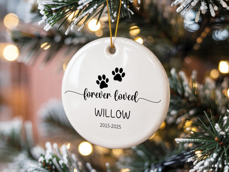 Personalized Dog Memorial Ornament,Dogs Loss Ornament,Pet Memorial Gifts, Dog Mom Christmas Gifts, Forever Loved, Custom Dog Ornament