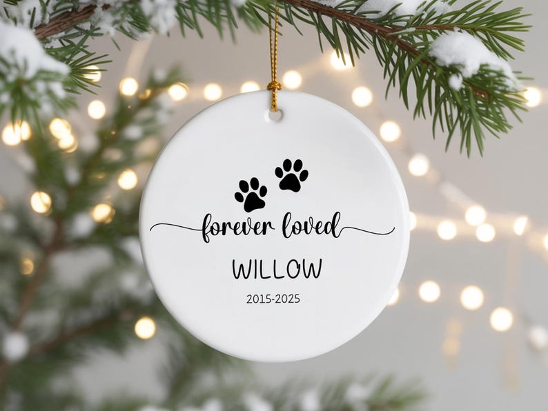 Personalized Dog Memorial Ornament,Dogs Loss Ornament,Pet Memorial Gifts, Dog Mom Christmas Gifts, Forever Loved, Custom Dog Ornament