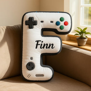 Personalized Game Letter Pillow: Custom Initial Pillow With Name,Controller Alphabet Pillow for Game Lovers,Christmas Gift for Kids