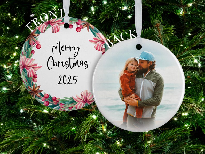 Christmas Photo Ornament, Personalized Family Photo Ornaments, Couple Ornament, Family Ornament with Picture, Married Couple Ornament