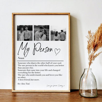 Personalised My Person Definition Print: Custom Photo Gift, Romantic Keepsake, Anniversary Boyfriend/Girlfriend Gift (No Frame)