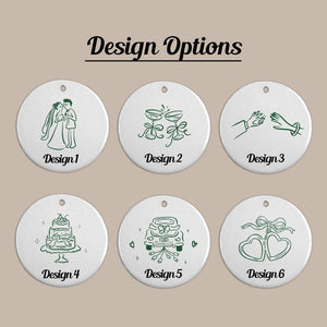 2 Sided Ceramic Ornament, Our First Christmas Engaged, Personalized Engagement Gift for Couples, Wedding Gift Newlyweds, Whimsical Married