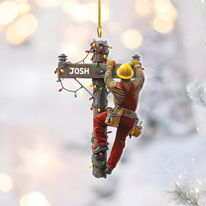 Personalized Lineman Christmas Ornament, Electrician Ornament, Lineman Ornament, Christmas Tree Decor, Outdoor Worker Gift