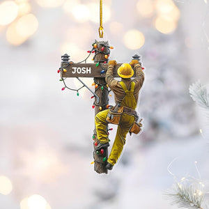 Personalized Lineman Christmas Ornament, Electrician Ornament, Lineman Ornament, Christmas Tree Decor, Outdoor Worker Gift