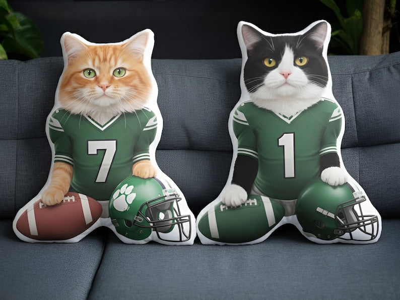 Personalized Plush Pillow: Custom Pet Photo Football Jersey, Dog Fan Player Gear