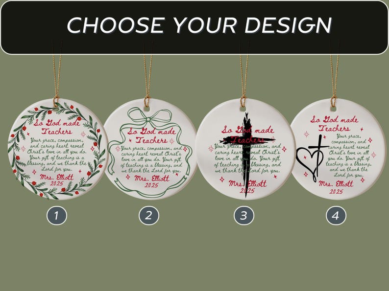 Custom Christian Teacher Ornament Christmas Gift from Student Religious Ornament Personalized Sunday School Teacher Gift Teacher Ornament