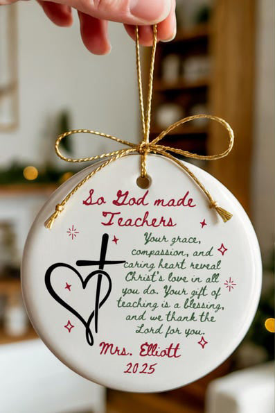 Custom Christian Teacher Ornament Christmas Gift from Student Religious Ornament Personalized Sunday School Teacher Gift Teacher Ornament