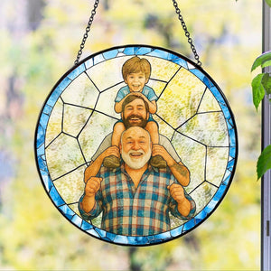Custom Stained Glass Family Portrait Suncatcher Personalized Photo Window Hanging Gift for Mom Dad Grandma Couple Kids Sun Catcher Keepsake