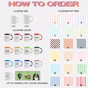 Custom Pet Mug with Pattern Background | Personalized Dog Photo Name Cup | Cat Mom Gift | Personalized Pet Memorial Gift | New Dog Mom Gift