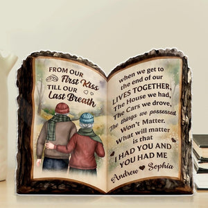 Personalized Book Plaque - First Kiss to Last Breath, Acrylic Couple Keepsake