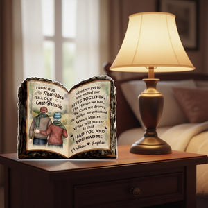 Personalized Book Plaque - First Kiss to Last Breath, Acrylic Couple Keepsake