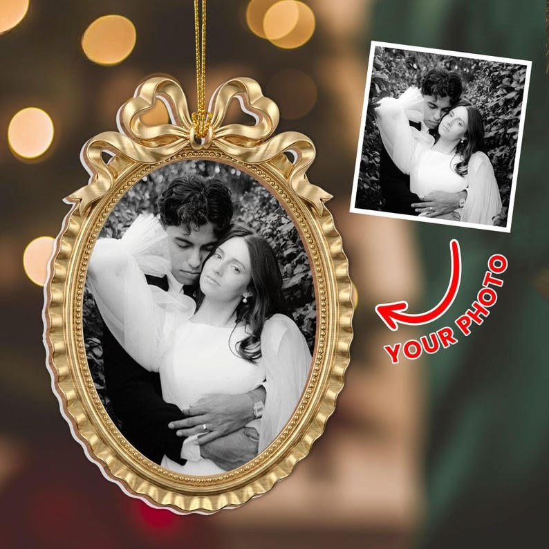 Custom Couple Portrait Frame Ornament, Unique Christmas Photo Gifts, Custom Portrait Engagement Gift,New Couple, Wedding Gift, Engaged Gift