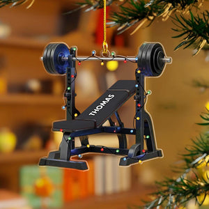 Personalized Weight Bench Christmas Ornament, Weight Lifting Ornament, Xmas Gym Fitness Gift, Personalized Workout Ornament, Xmas Tree Decor