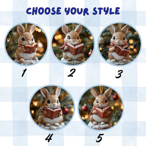 Custom Name Raccoon Christmas Ornament, Woodland Animal Reading Red Book, Personalized Name & Year, Kids Gift, Xmas Tree Decor, Holiday 2025