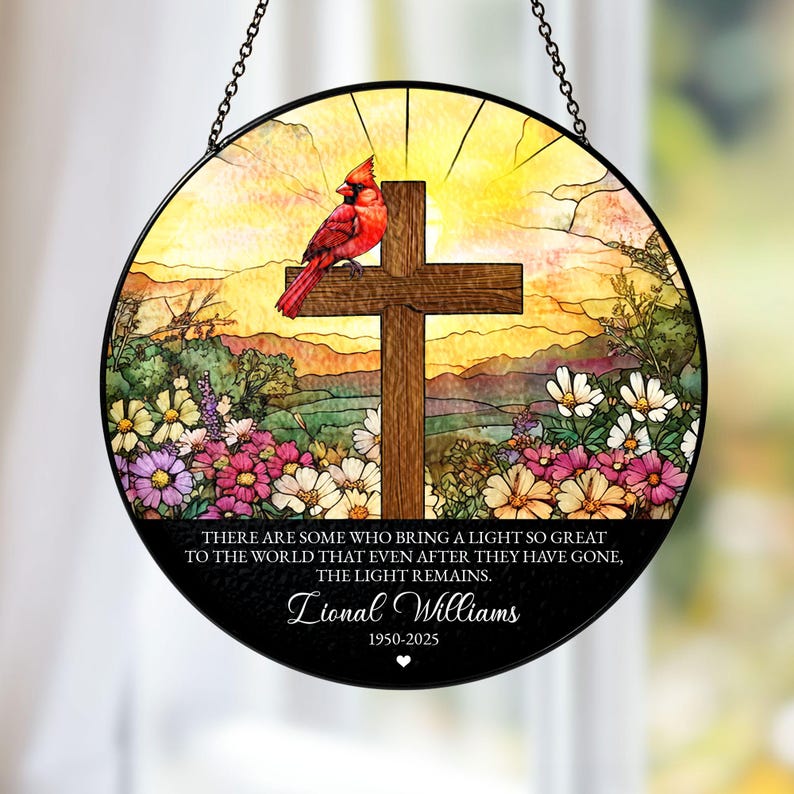 Memorial Stained Glass Suncatcher Sympathy Gift, Loss Of Mom Ornament, Dad Remembrance Gifts, In Loving Memory