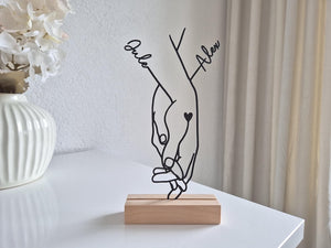 Personalized Couple Gift | Line Art Display with Heart & Names | 3D Decoration for Partners for Anniversary, Valentine's Day or Wedding