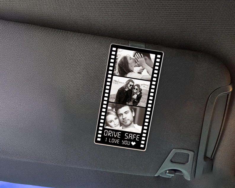 Personalized Couple Photo Car Visor Clip, Drive Safe I Love You Sun Visor, Christmas Gift for Boyfriend or Girlfriend, Valentines Day Gift