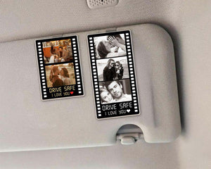 Personalized Couple Photo Car Visor Clip, Drive Safe I Love You Sun Visor, Christmas Gift for Boyfriend or Girlfriend, Valentines Day Gift