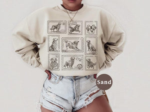 Custom Dog Photo Vintage Stamp Sweatshirt, Dog Mom Crewneck Sweater, Retro Golden Dog Shirt, Gift for Dog Lover, New Dog Owner Mama Gift