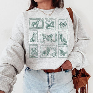 Custom Dog Photo Vintage Stamp Sweatshirt, Dog Mom Crewneck Sweater, Retro Golden Dog Shirt, Gift for Dog Lover, New Dog Owner Mama Gift