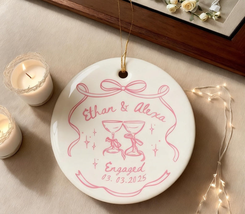 Custom Engaged Ornament,Engagement Gift,Engagement Ornament,Couples,Engagement Announcement Wedding Gift,Christmas Engagement Baubles 2025