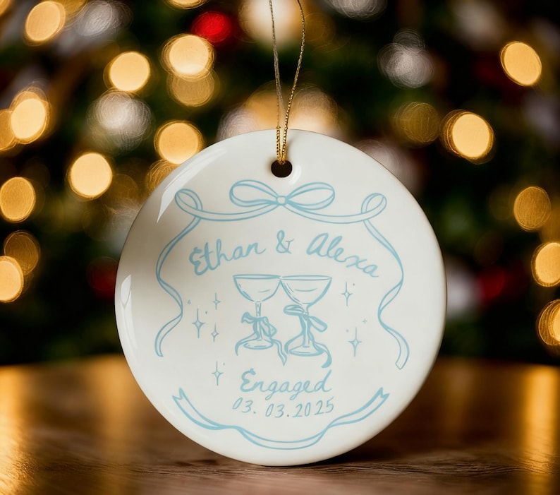 Custom Engaged Ornament,Engagement Gift,Engagement Ornament,Couples,Engagement Announcement Wedding Gift,Christmas Engagement Baubles 2025