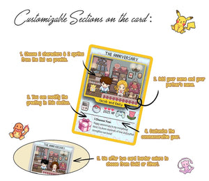 PKM Anniversary Card, Custom PKM Card, Custom Anniversary Cards, One Year Anniversary Gifts, Gift for Her, Gift for Him