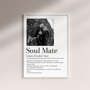 Personalised Couple Picture Collage Memorable Gift for Partner, Christmas Gift for Her Him, Soulmate definition, Wedding Gift for Him Her (No Frame)