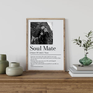 Personalised Couple Picture Collage Memorable Gift for Partner, Christmas Gift for Her Him, Soulmate definition, Wedding Gift for Him Her (No Frame)