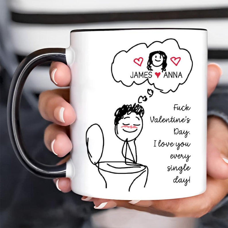 Funny Couple Mug, Custom Name Toilet Love Cups, I Love You Every Day Gift, Valentines Day Gift for Him Her, Personalized Mugs