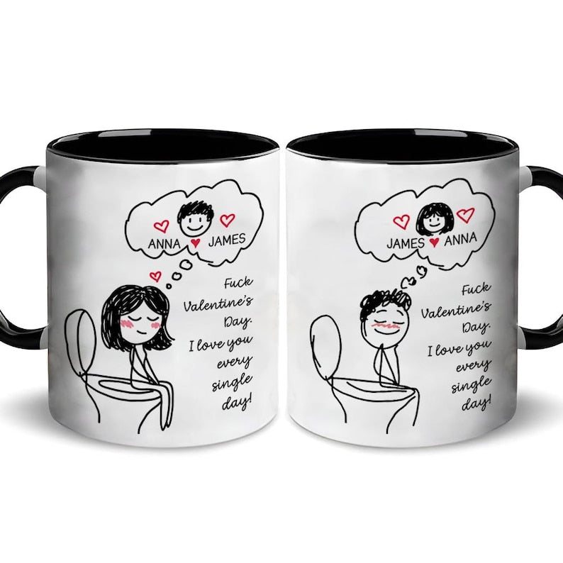 Funny Couple Mug, Custom Name Toilet Love Cups, I Love You Every Day Gift, Valentines Day Gift for Him Her, Personalized Mugs