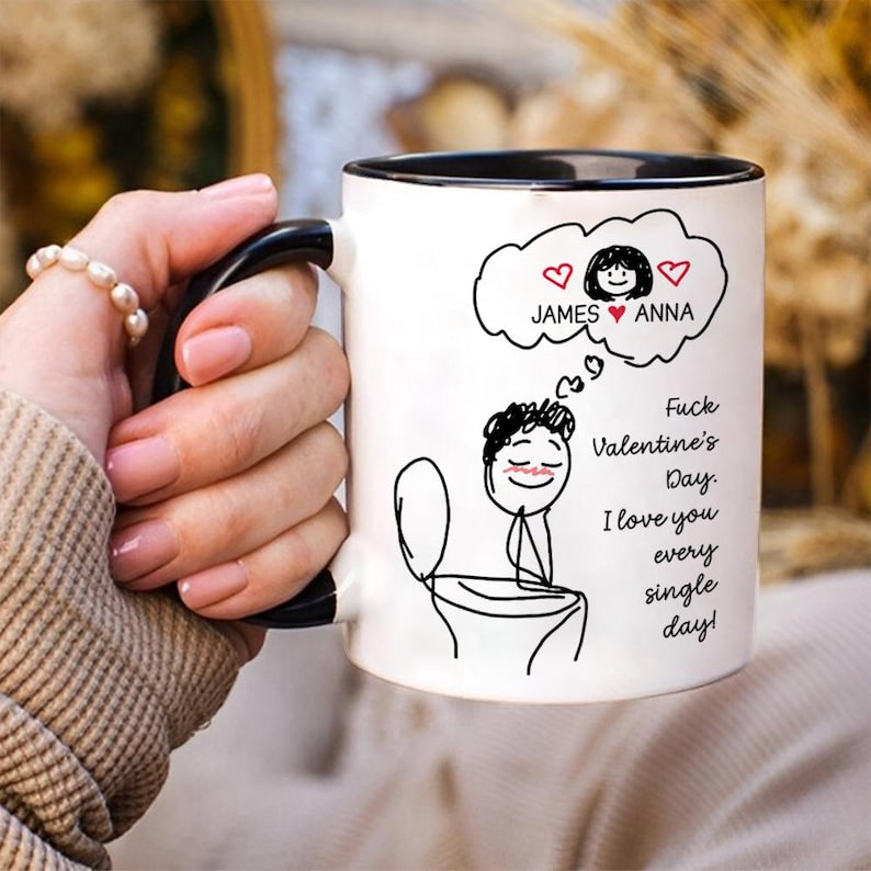 Funny Couple Mug, Custom Name Toilet Love Cups, I Love You Every Day Gift, Valentines Day Gift for Him Her, Personalized Mugs