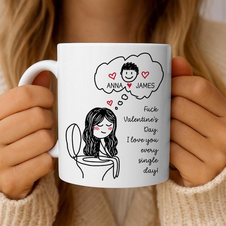 Funny Couple Mug, Custom Name Toilet Love Cups, I Love You Every Day Gift, Valentines Day Gift for Him Her, Personalized Mugs