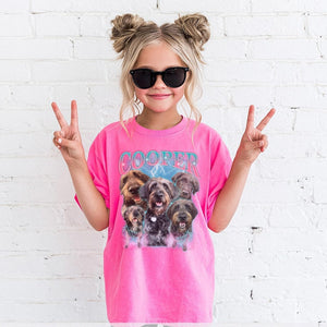 Custom Pet Photo Shirt for Kids, Comfort Colors Youth Tee, Personalized Dog Collage Shirt, Retro Bootleg Pet Shirt, Custom Name Tee