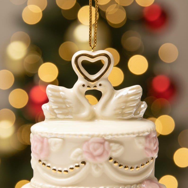 Personalized 2025 Our First Christmas Together Cake Ornament, Custom Acrylic Ornament for Couples, Wedding, Anniversary