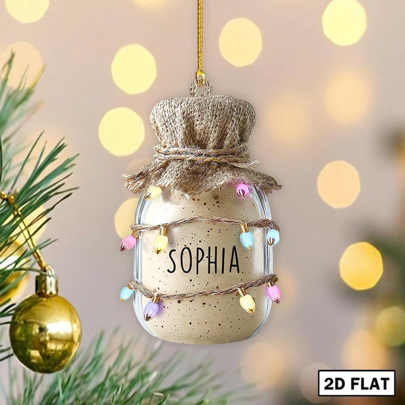 Custom Sourdough Sourdough Starter Ornament, Christmas Ornament, Sourdough Christmas Hanging Decor Loved Sourdough 2D Flat