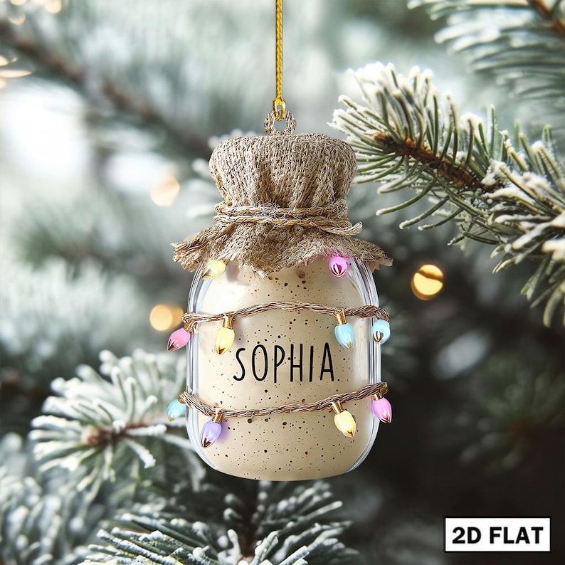 Custom Sourdough Sourdough Starter Ornament, Christmas Ornament, Sourdough Christmas Hanging Decor Loved Sourdough 2D Flat