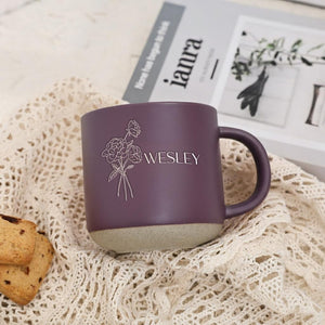 Engraved Birth Flower Coffee Mug: Personalized Floral Gift for Mom/Grandma/Her