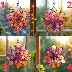 Dahlia Stained Acrylic Suncatcher Boho Window Decor